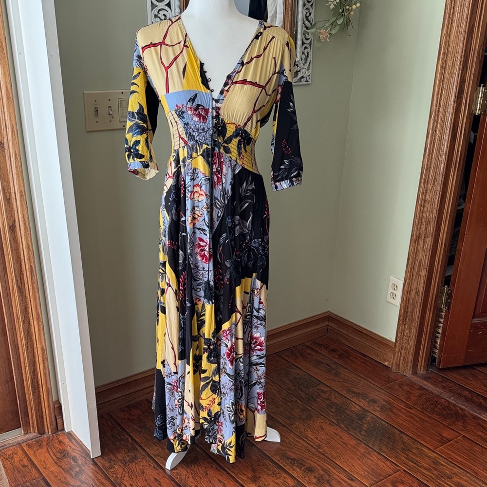 Jaase Vibrant Floral Patchwork Maxi Dress